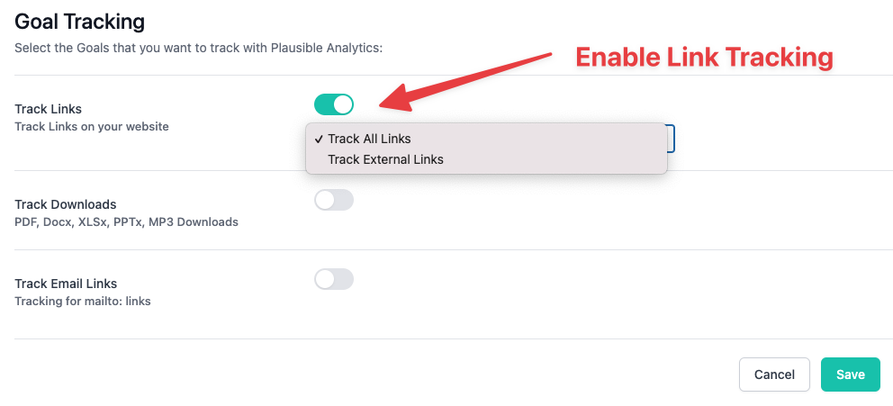 Enable Link Tracking for Plausible Analytics in WordPress
